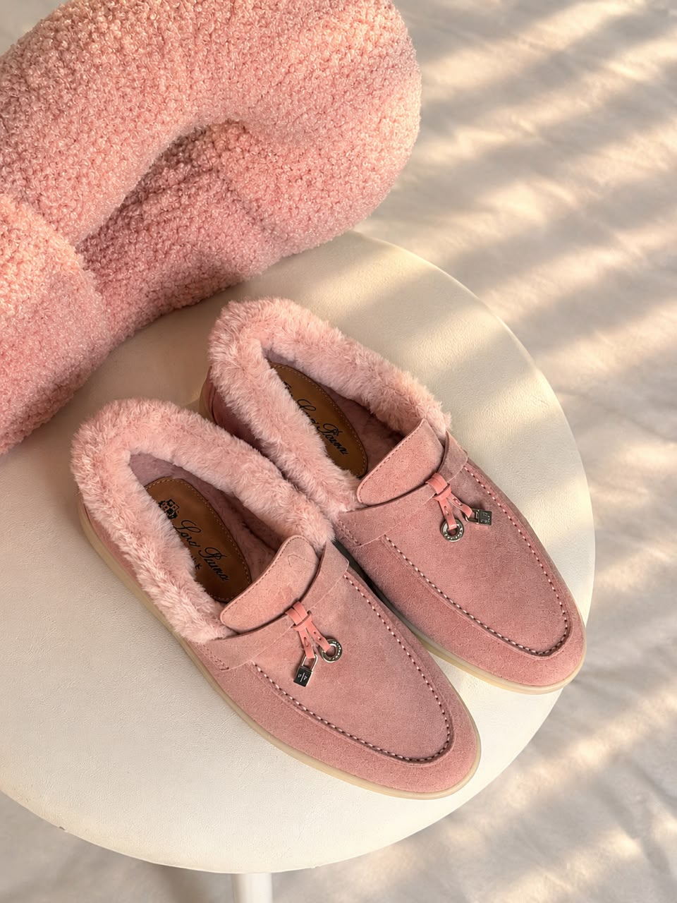 Loro Piana Shearling-Lined Suede Loafers
