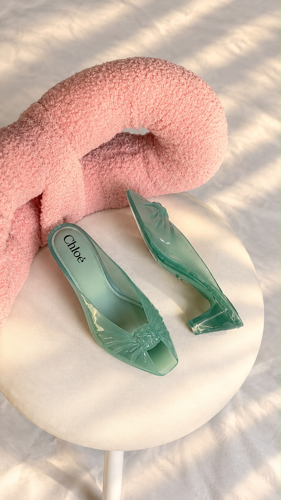Chloé Bow-Detail Transparent Jelly Mules