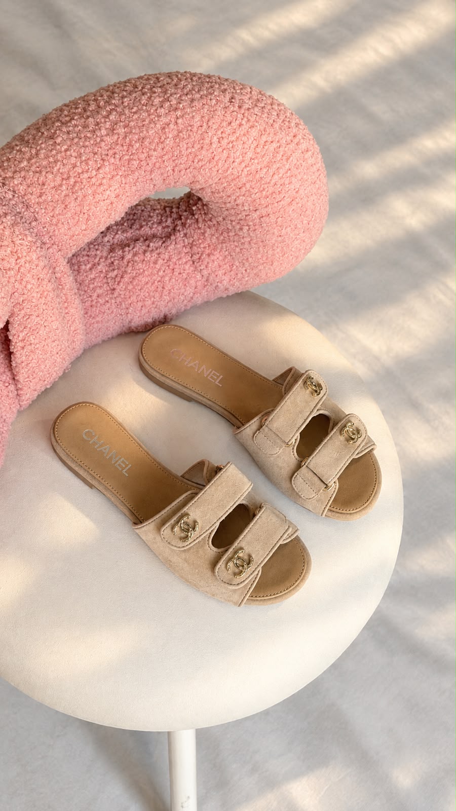 CHANEL Double CC Logo Flat Sandals