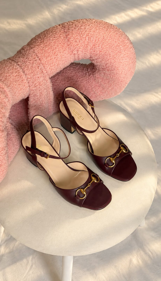 Gucci Horsebit Leather Slingback Heels
