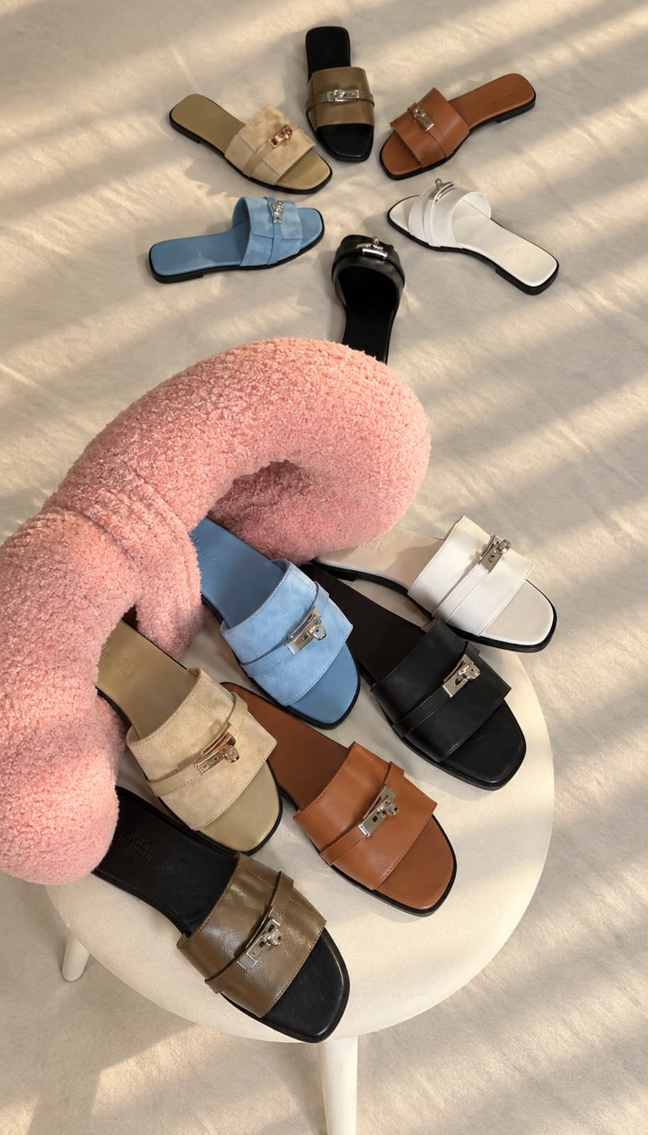 Hermès Oran Leather Slide Sandals