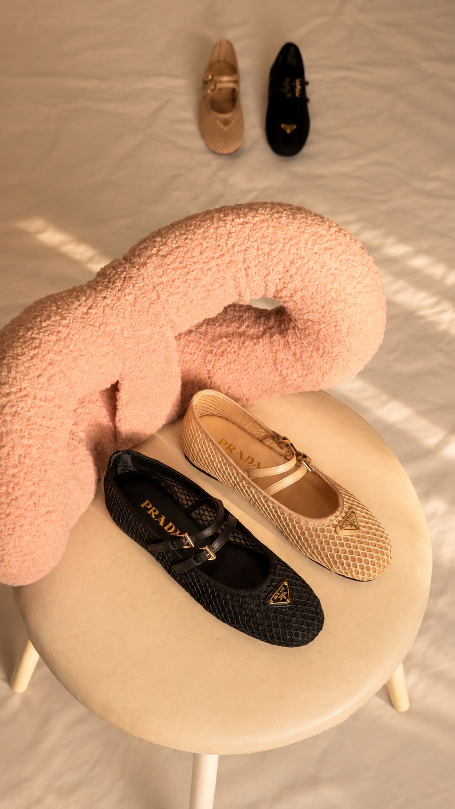 Prada Mesh Mary Jane Ballet Flats