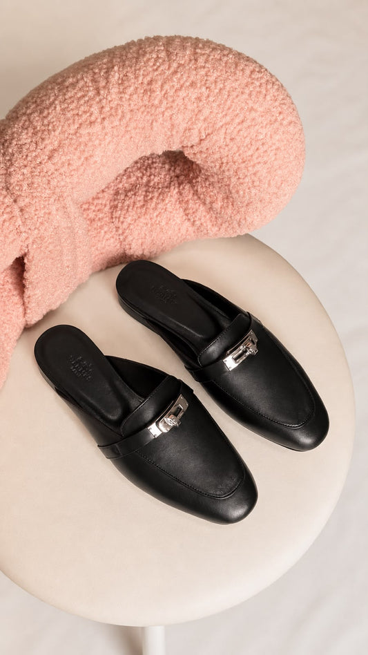 Hermès Oran-Style Leather Mules