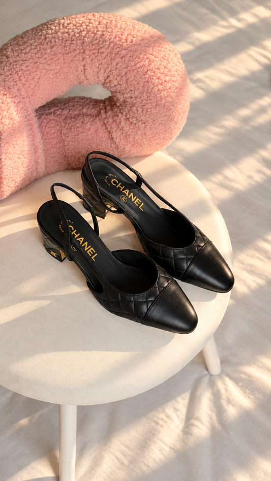 CHANEL Quilted Leather Slingback Pumps