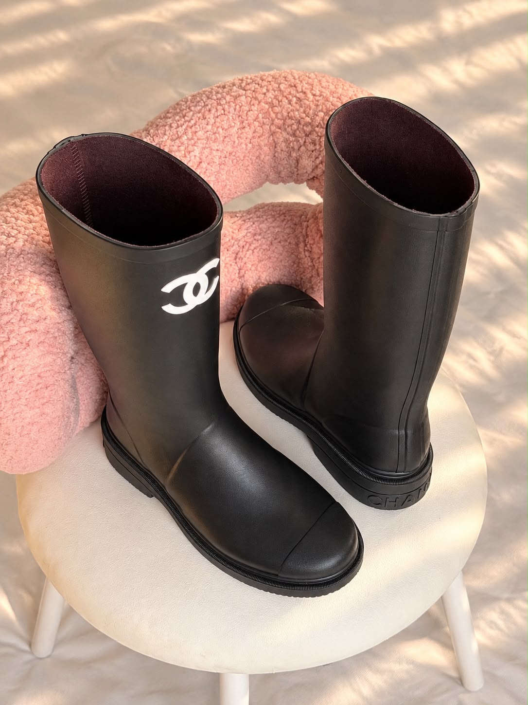 Chanel CC Logo Rain Boots