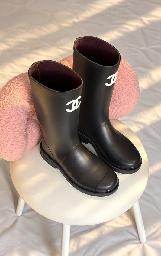 Chanel CC Logo Rain Boots