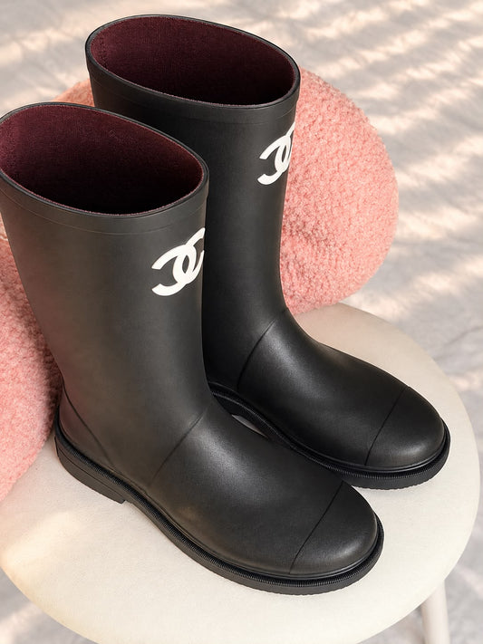 Chanel CC Logo Rain Boots