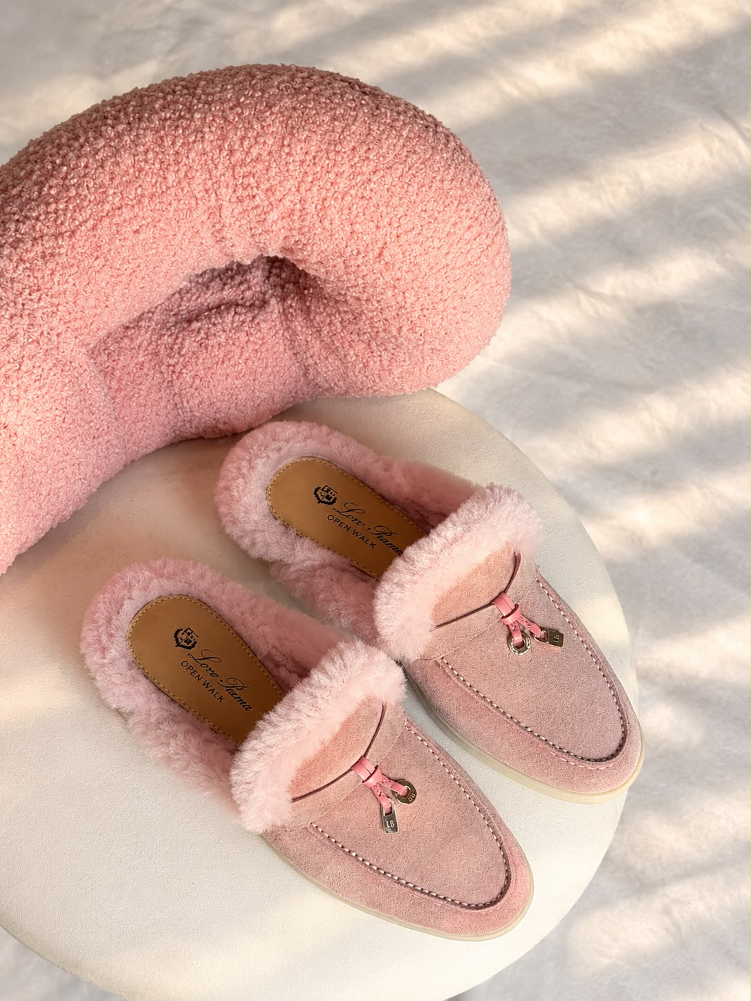 Loro Piana Shearling-Lined Suede Mules