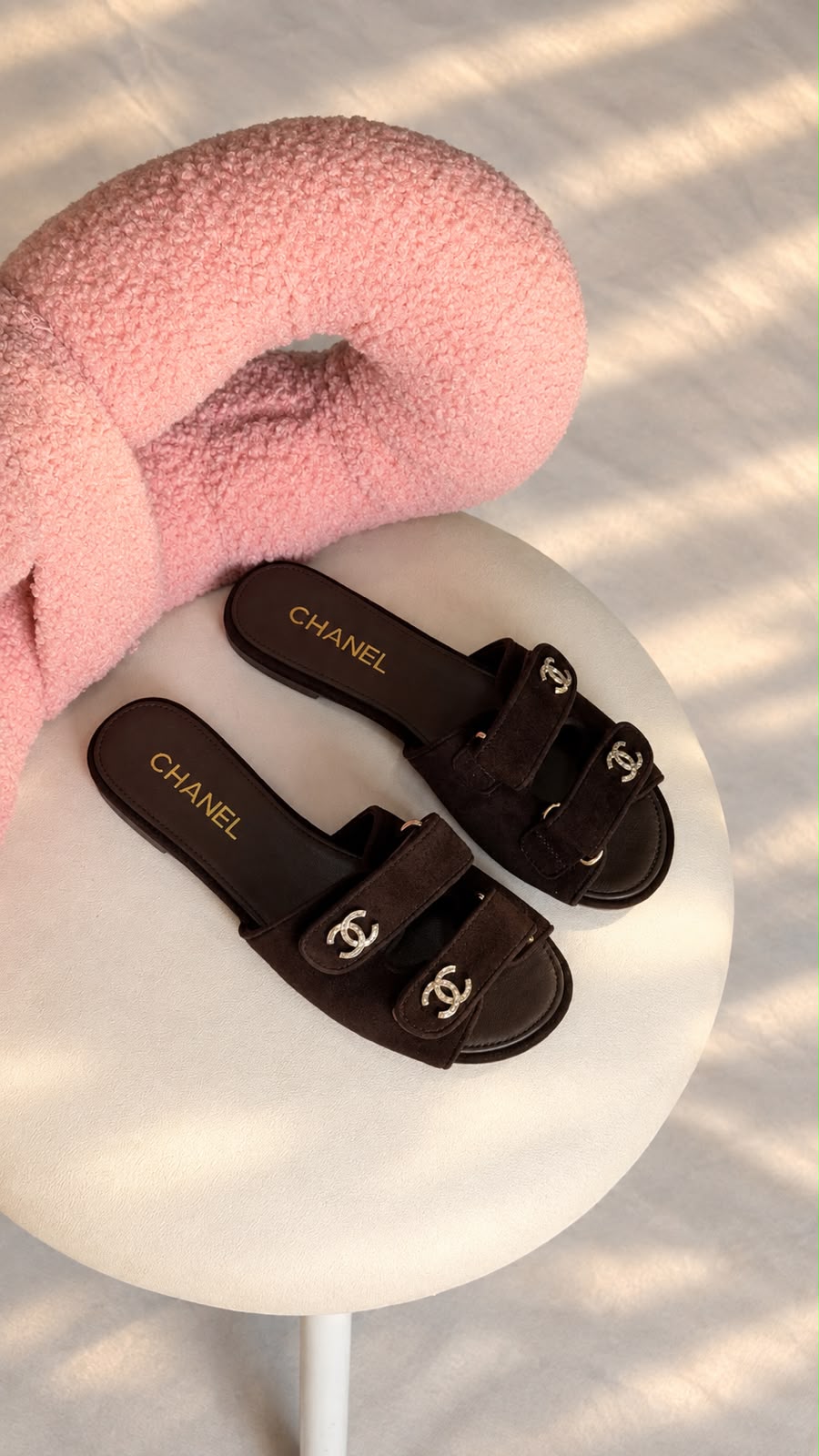 CHANEL Double CC Logo Flat Sandals