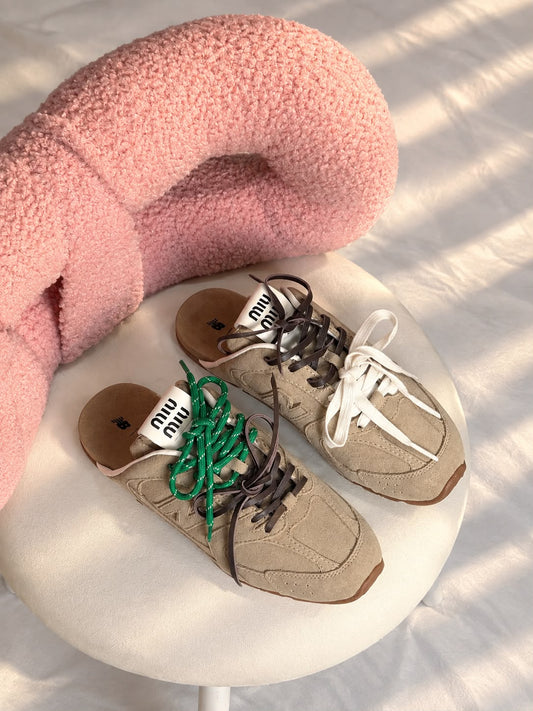 Miu Miu Lace-Up Suede Sneakers