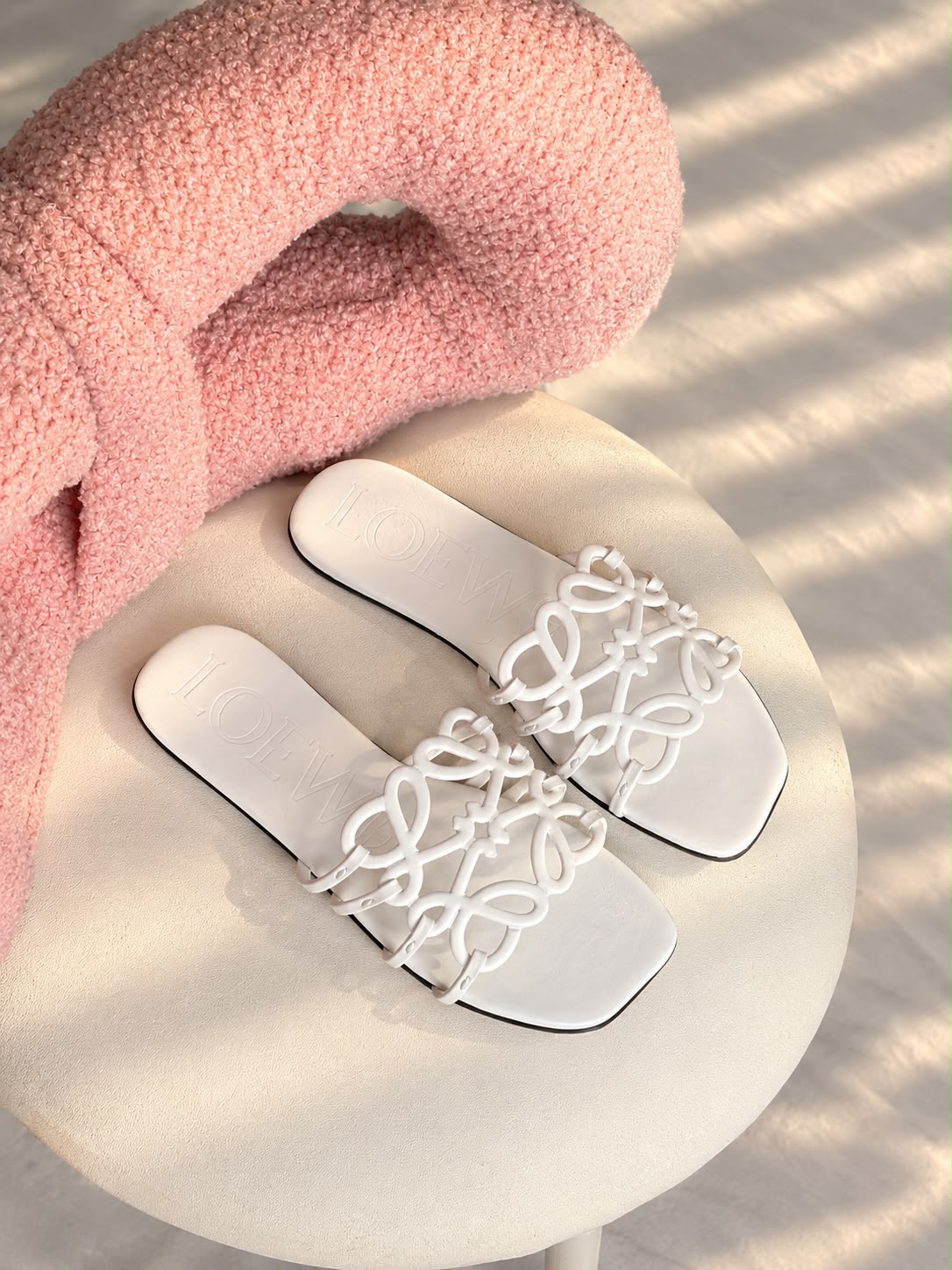 Loewe Anagram Leather Slide Sandals