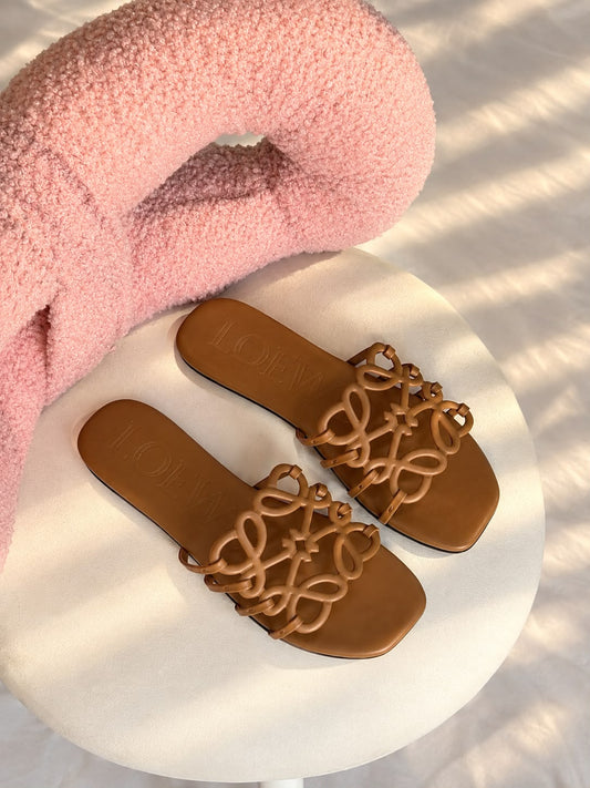 Loewe Anagram Leather Slide Sandals