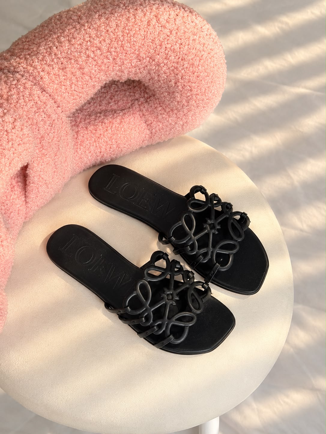 Loewe Anagram Leather Slide Sandals