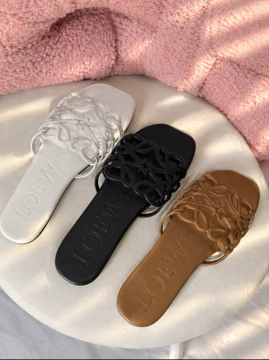 Loewe Anagram Leather Slide Sandals
