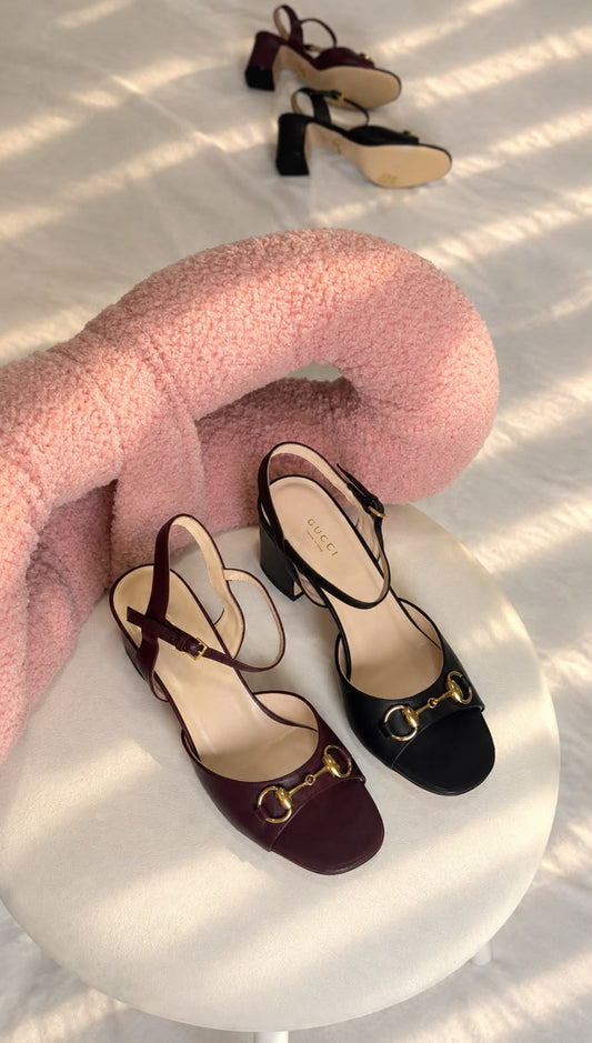 Gucci Horsebit Leather Slingback Heels