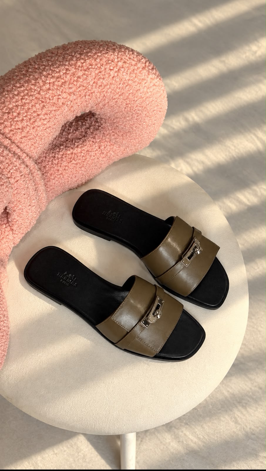 Hermès Oran Leather Slide Sandals