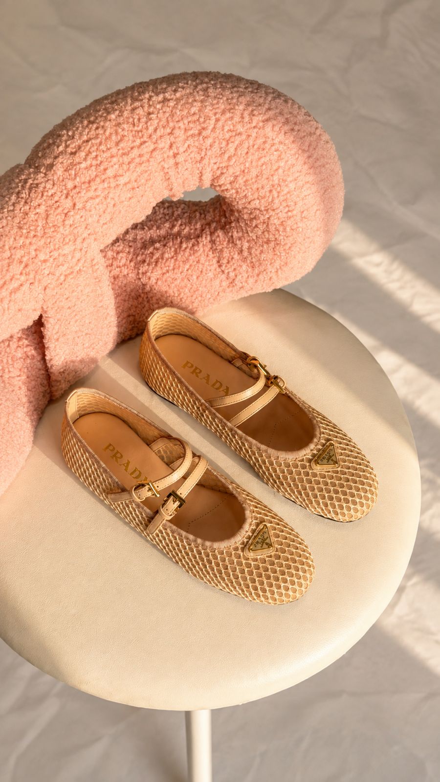 Prada Mesh Mary Jane Ballet Flats